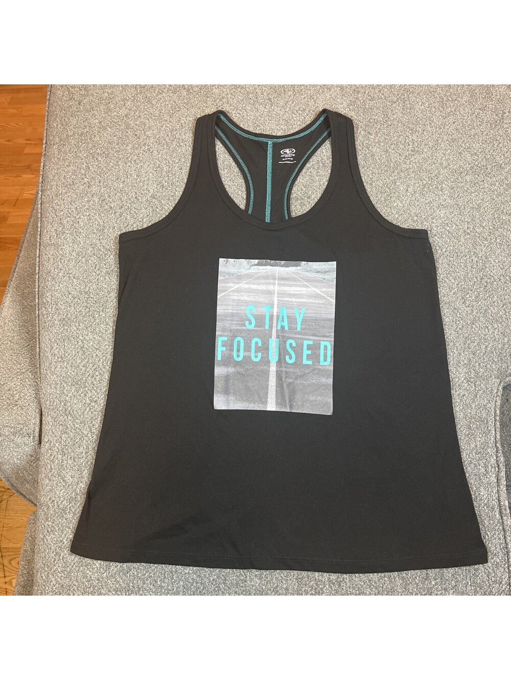Athletic Works Tank Top Activewear Womens Size XL - Black "Stay Focused" Graphic